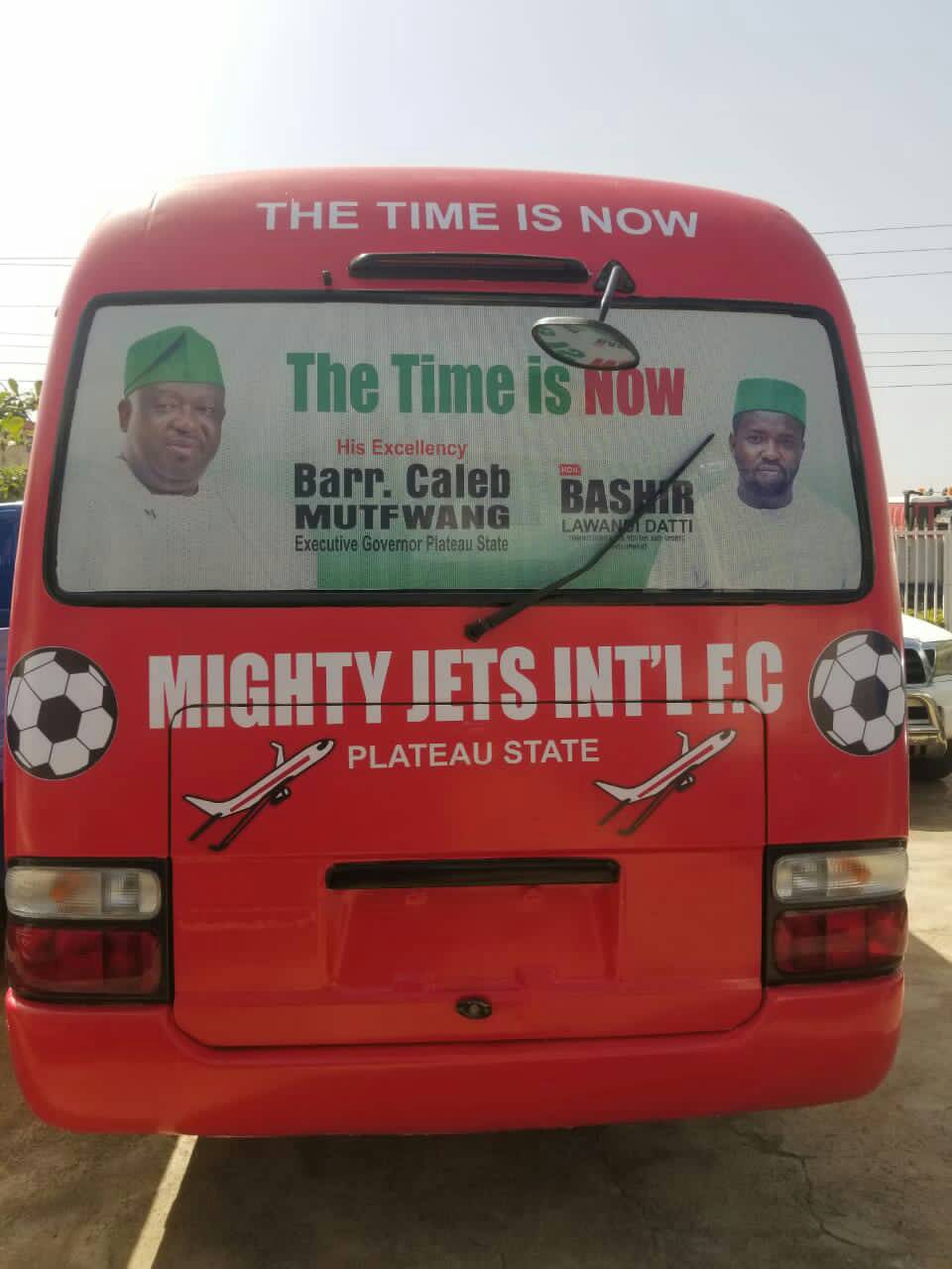 GOVERNOR CALEB MANASSEH MUTFWANG APPROVES PURCHASE OF 30-SEATER BUS FOR MIGHTY JETS INT'L FC OF JOS